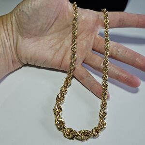 Monet Signed Twisted Rope Graduated Necklace 18 Inch Gold Plated Vintage